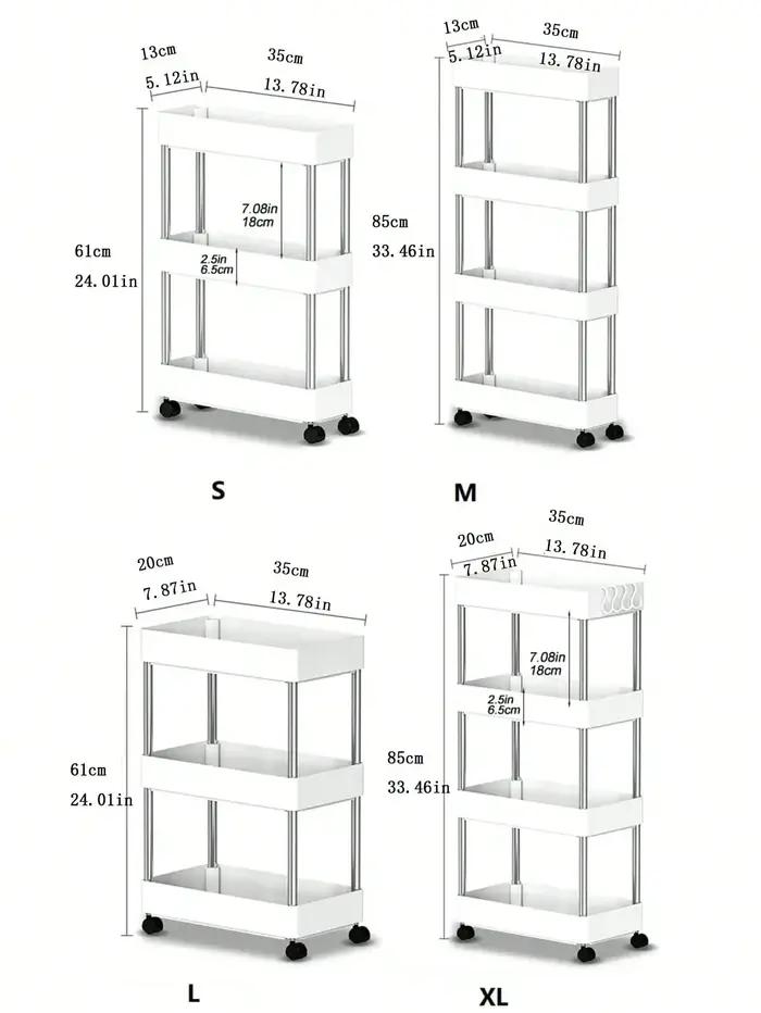 Chariot utilitaire roulant à 3/4 couches, support de rangement pour salle de bain avec roulettes, or