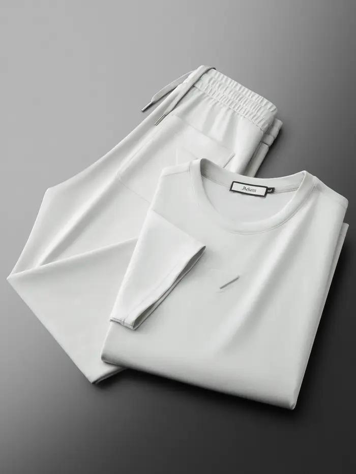 Ensemble deux pièces en coton modal doux pour homme, manches courtes, col rond, style sport décontra