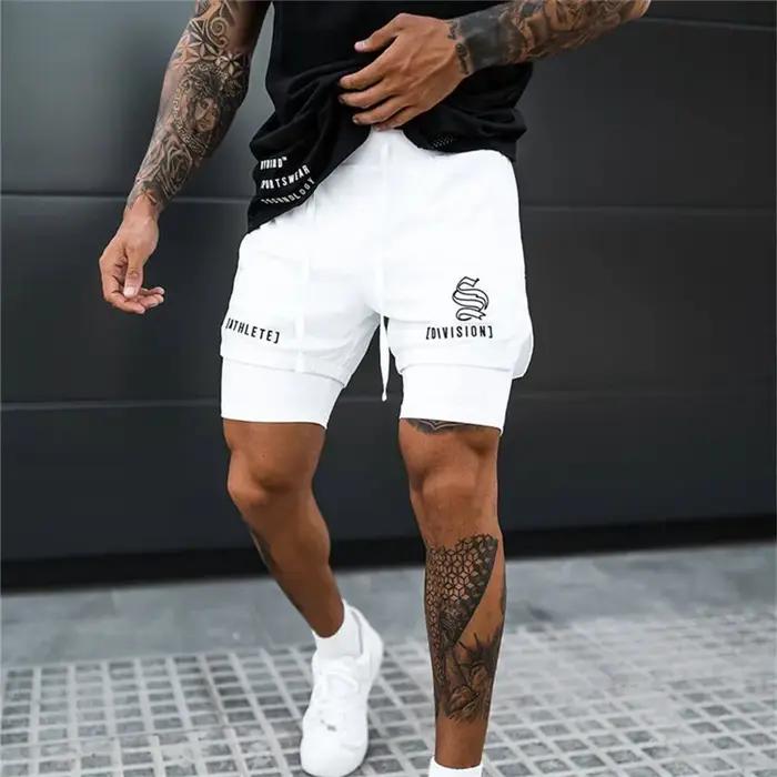 Shorts sport 2 en 1 hommes course fitness - Jogging double pont séchage rapide gym 2025