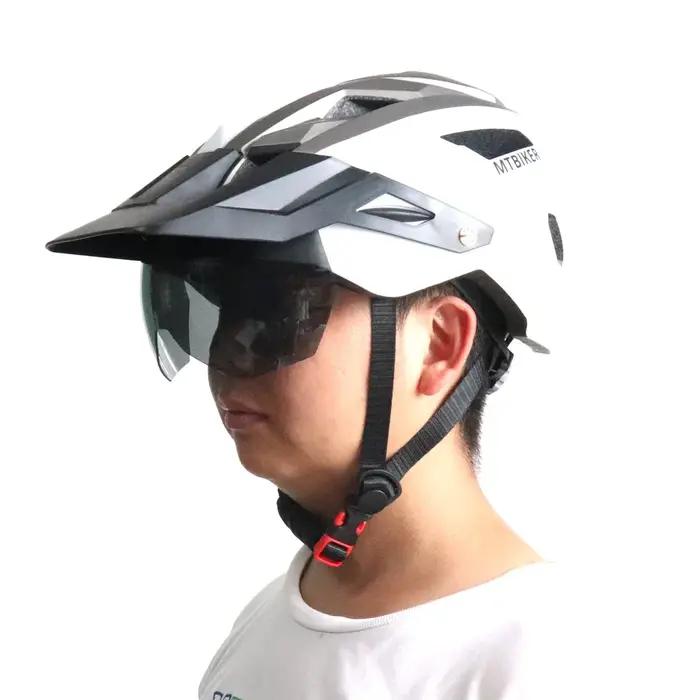 Casque de vélo homme avec lunettes de soleil intégrées visière anti-éblouissement protection contre les éclaboussures pour route et VTT