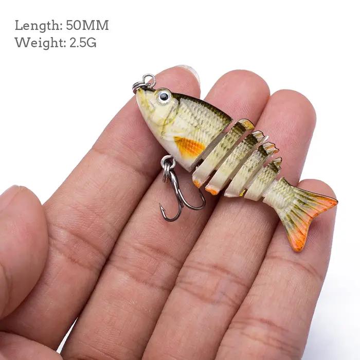 Ensemble de leurres de pêche multi-articulés miniatures 5cm/2.5g, 6 segments, appât flexible, crankb