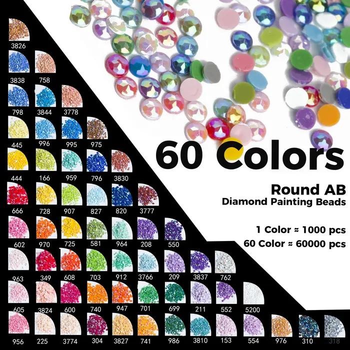 Perles de diamant de 60 couleurs pour accessoires de peinture de diamant 5D, forets de peinture de d
