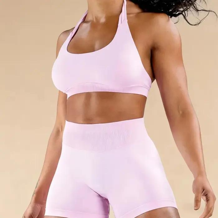 Soutien-gorge de sport sexy à col halter pour femme - Absorption des chocs, effet push-up, dos nu, s