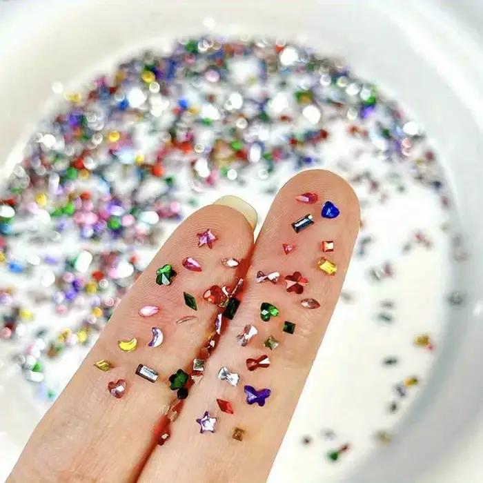 500/1000 pièces Mini Nail Art strass cristal résine Flatback diamants forme mixte étincelle bricolag