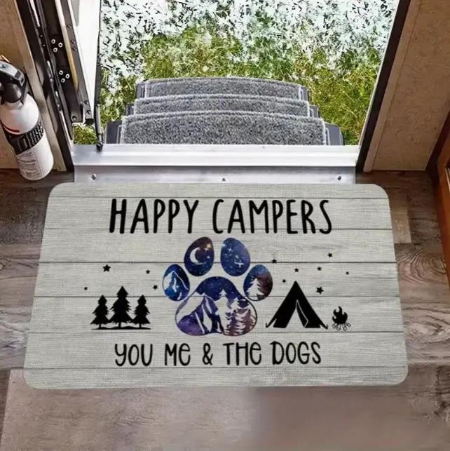 Tapis de sol universel pour camping-car et caravane, intérieur-extérieur, double usage, tapis décoratif pour bienvenue des campistes heureux voyage美好生活,从一张适用于房车、车辆和露营车的通用地毯开始。无论是室内还是室外使用,这款地毯都能为您的旅途增添一份温馨与个性。它不仅提升了您的居住空间,还成为了每次来访时热情欢迎的象征。