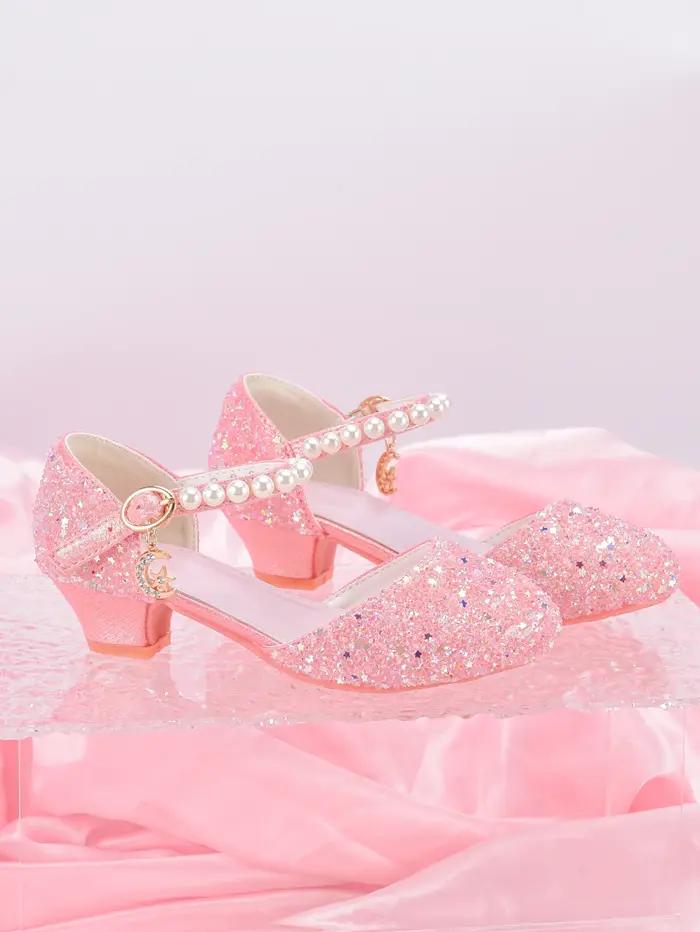 Chaussures à talons hauts de Style princesse pour filles, avec décoration pendentif étoile brillante