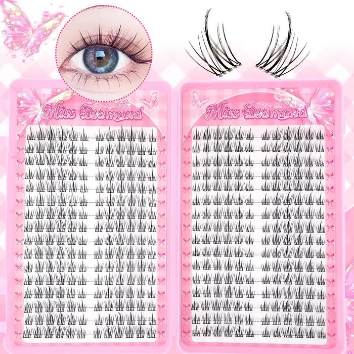 Faux cils naturels légers en grappe de 320, Style tournesol C-Curl, réutilisables pour débutants