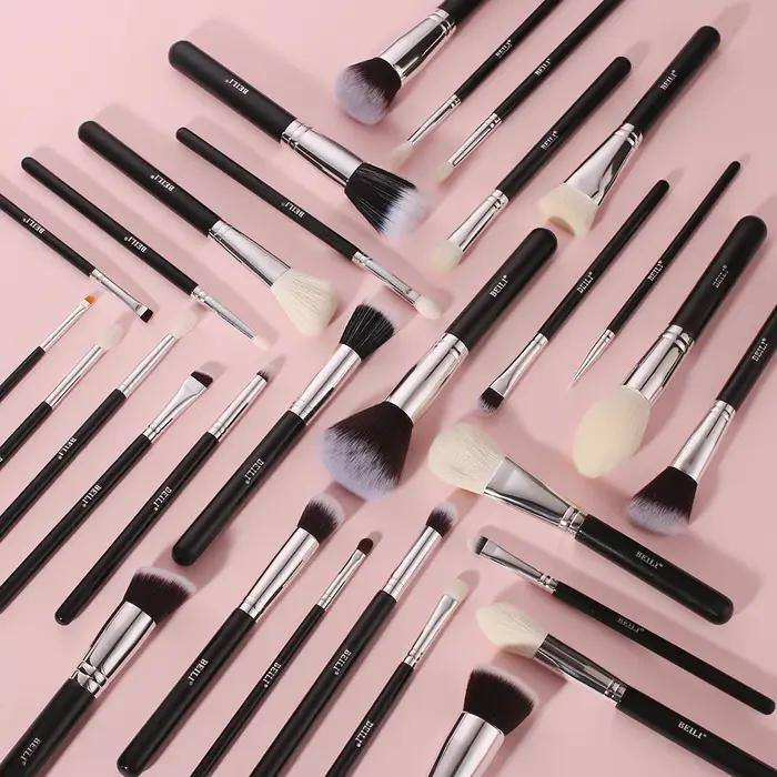 BEILI noir pinceaux maquillage ensemble professionnel naturel chèvre cheveux pinceaux fond de teint