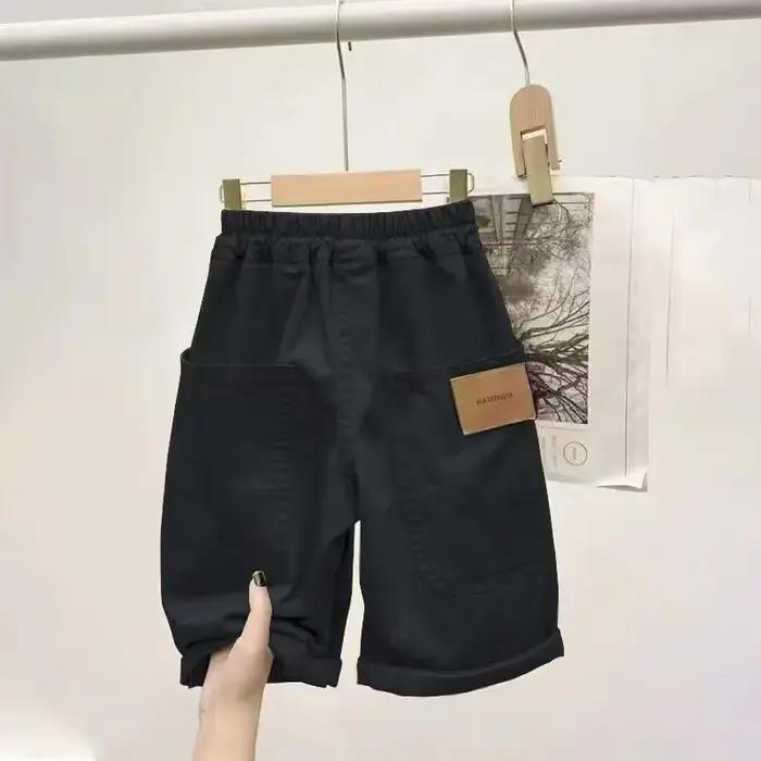 UNITIM Short d'été pour garçons de 3 à 14 ans avec poches autocollantes, pantalon mi-long décontract