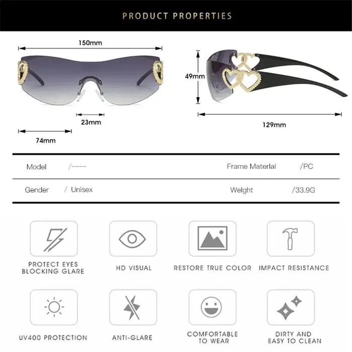 Lunettes de soleil de styliste pour femmes, verres de luxe, tendance, y2k, rose ombré, 2000, 2023