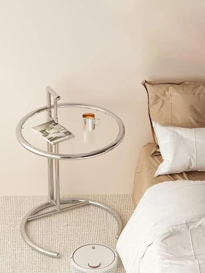 Tables basses en verre en acier inoxydable, meubles de salon nordiques, table d'appoint de balcon, t