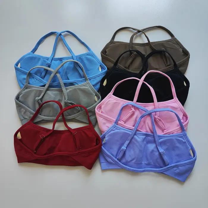 Sans couture femmes Fitness Yoga soutiens-gorge course dos sport soutiens-gorge haut en Nylon soutie