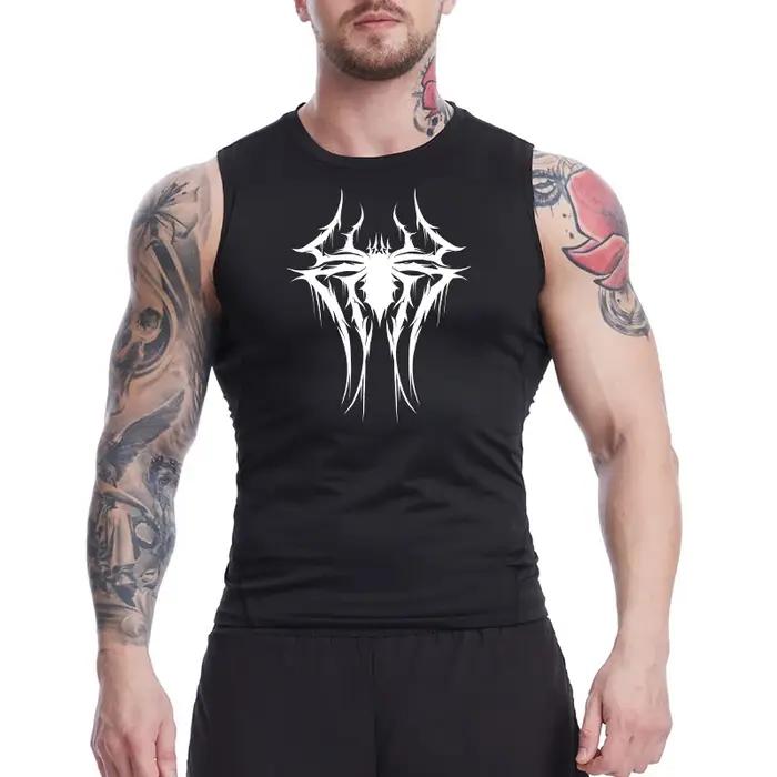 Débardeur imprimé araignée pour hommes, chemise de Compression sans manches à séchage rapide, gilet
