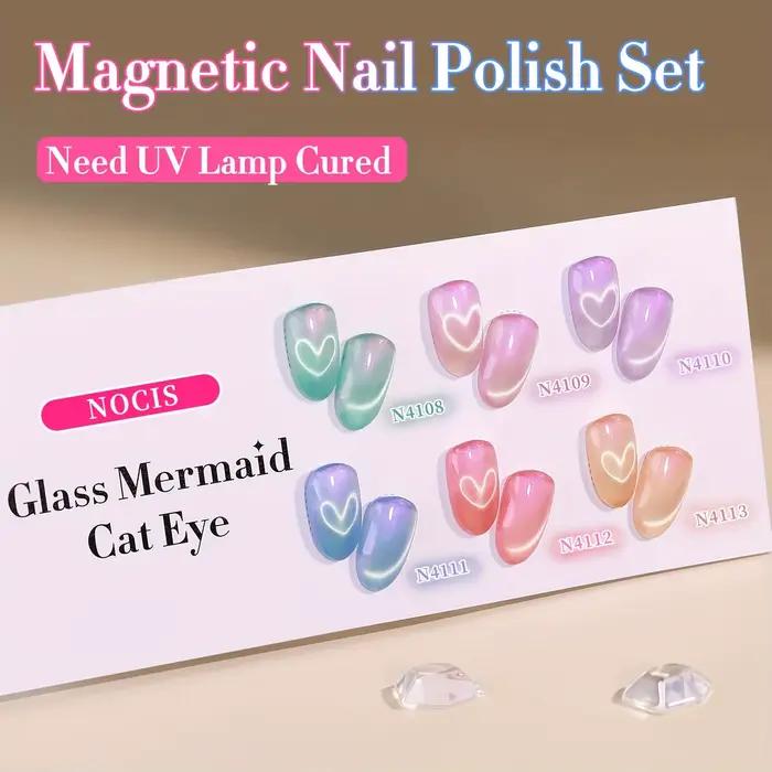Kit de vernis à ongles gel effet œil de chat - 6 couleurs 0,26 oz, gel caméléon vert et violet sirèn