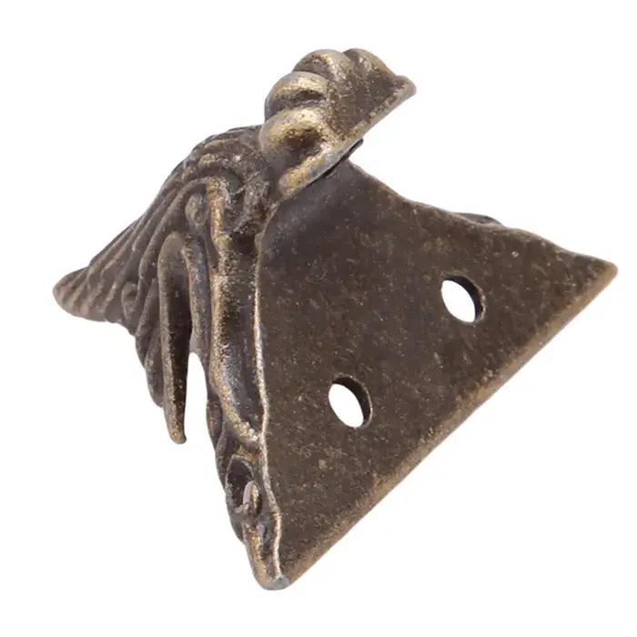 Coffre à bijoux en laiton Bronze Antique, boîte à meubles en bois, pieds décoratifs, protection d'an