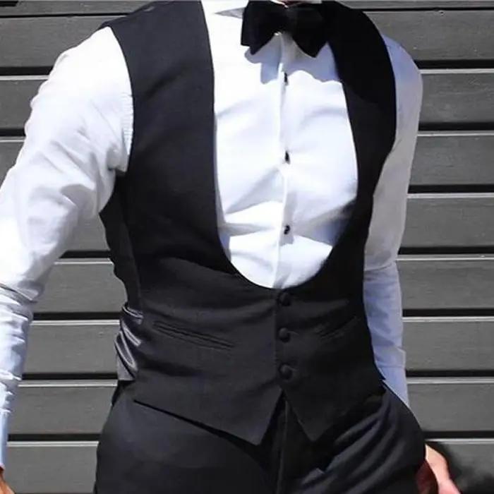 Gilet noir pour hommes, pour marié de mariage, une pièce, costume ajusté, couleur unie, manteau à la