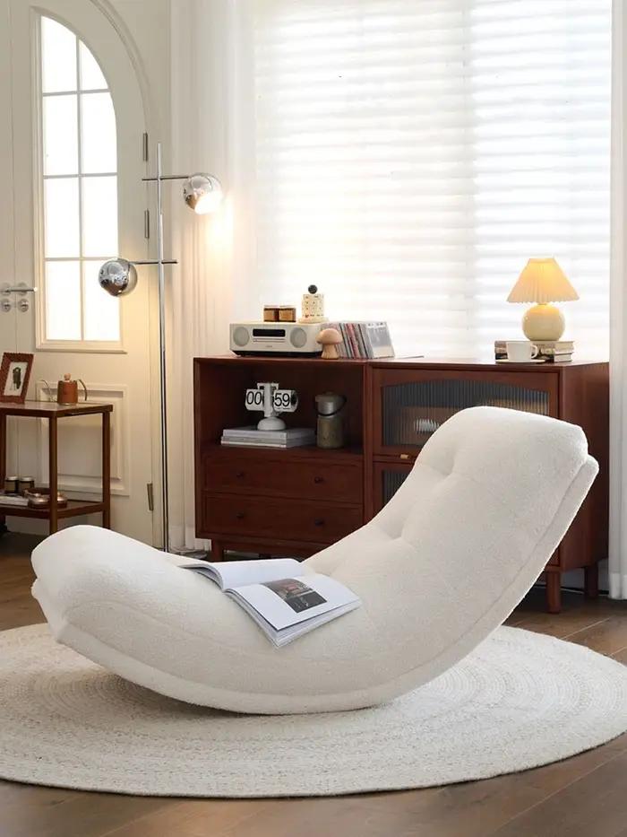 Canapé paresseux en laine d'agneau, meubles de maison, chaise de loisirs simple, chaise de yoga, cha