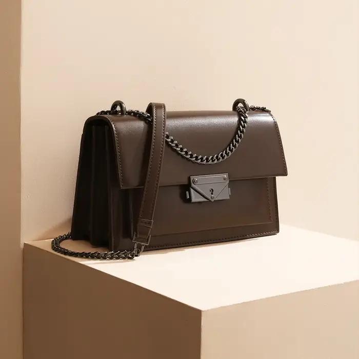 Sacs à main simples en cuir véritable personnalisés en usine pour femmes, sac à bandoulière de haute