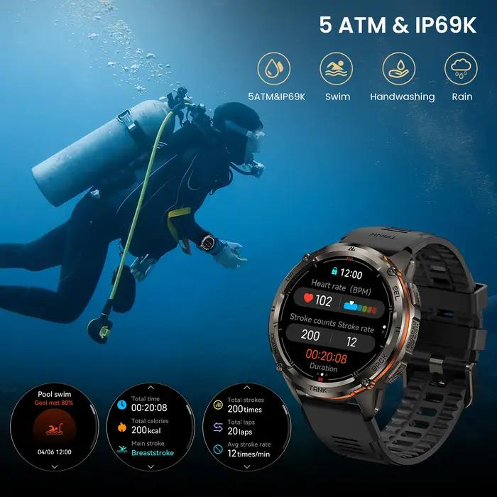 KOSPET TANK T3 Ultra 2 GPS montre intelligente robuste hommes boussole altimètre barométrique 470mAh