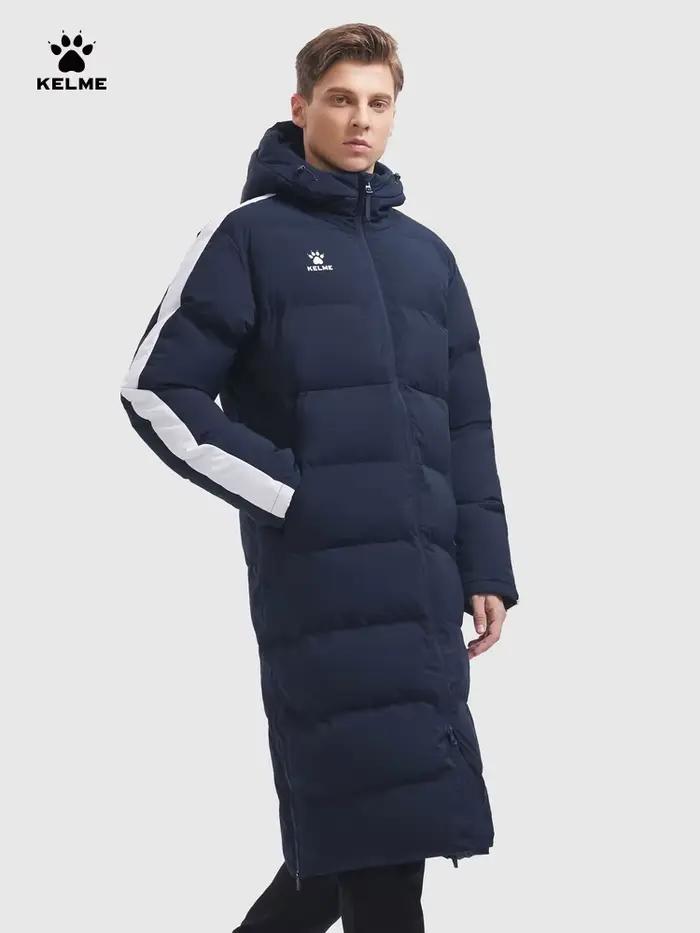KELME hommes veste d'hiver longue entraînement sportif manteau à capuche vêtements d'extérieur chaud