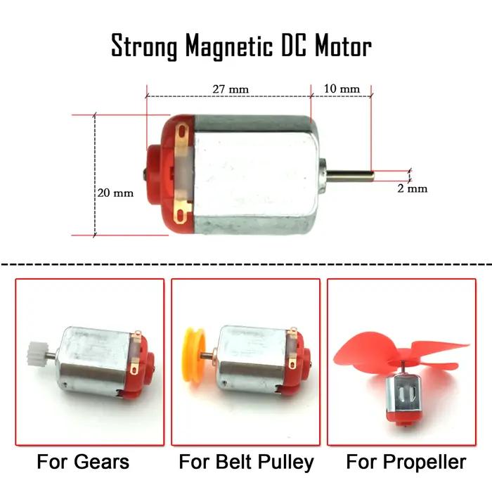 Kit de 6 moteurs à courant continu, Mini moteur de loisir électrique 3V -12V 25000 tr/min, magnétiqu