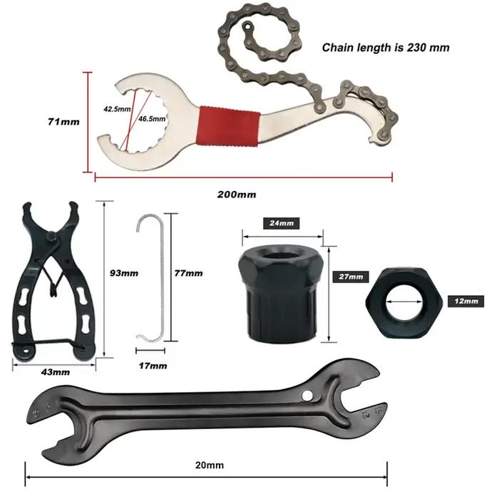 Kit d'outils de réparation de vélo déchaîneur extracteur de manivelle règle de mesure chaîne VTT outil démontage pignon réparation cyclismeextérieur