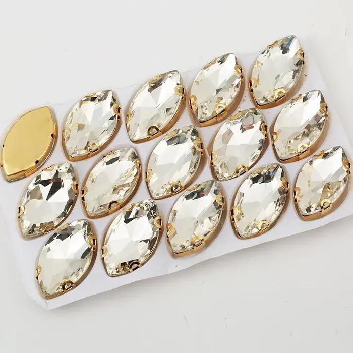 RESEN-Strass en Verre Argenté pour Accessoires de Vêtement, 4x8/6x12/7x15mm