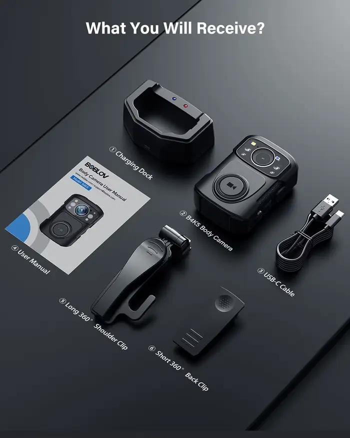 BOCombination-Caméra Linge VB4K5 4K, IP68, GPS, portée par le corps, caméra de police 128 Go, enregi