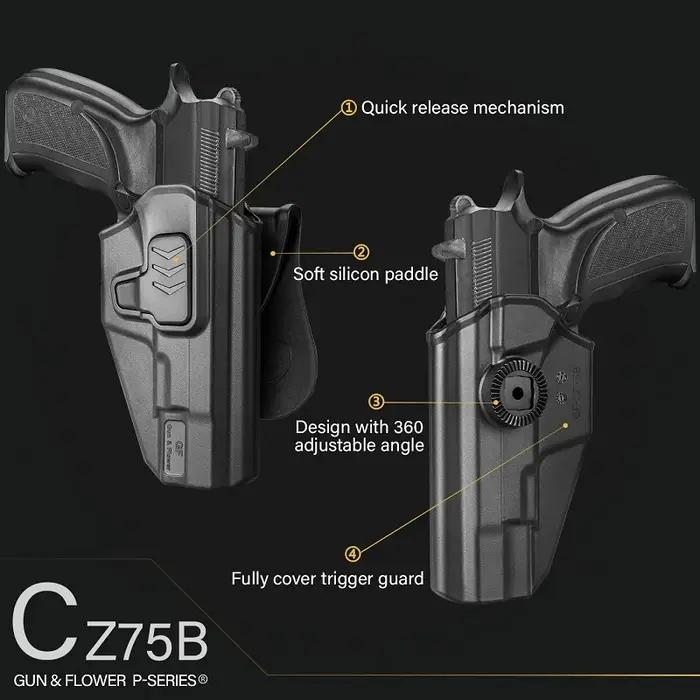 Étui OWB pour pistolet CZ 75B 75 Campact, CZ P10C, CZ P09, étui en polymère à libération d'index tac