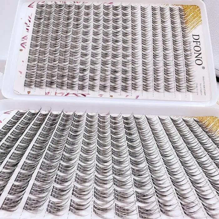 Cils individuels en queue de poisson doux et légers 384 - Réutilisables, courbure D, 10-12 mm - Parf