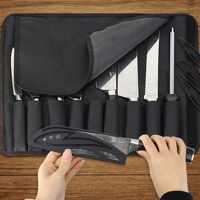 MDHAND 8 pièces couteau de cuisine damas acier inoxydable couteau de Chef utilitaire épluchage désos