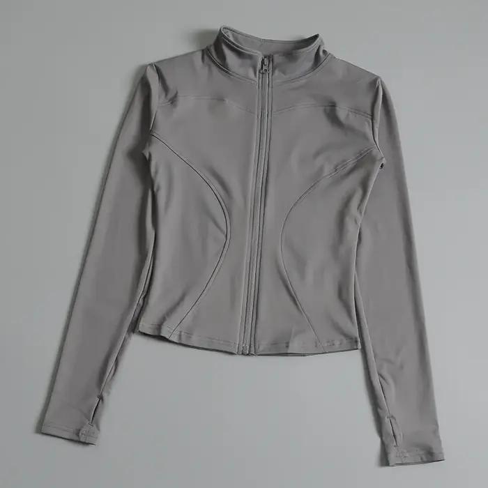 Veste de sport femme zip fitness yoga manches longues - Vêtements d'entraînement running léger et respirant