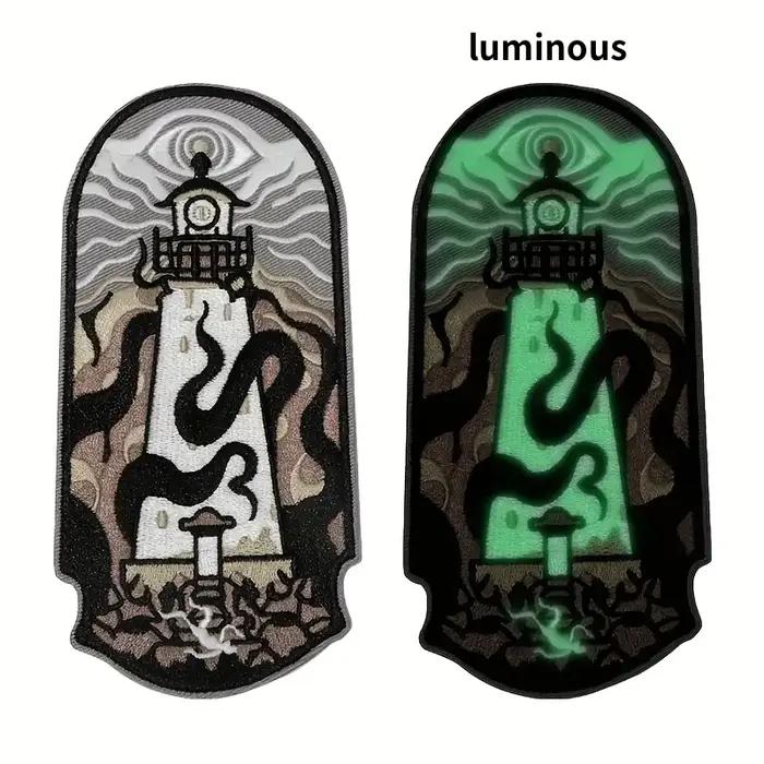 Patch brodé phare lumineux sur la mer, Badge esthétique, cadeau à faire soi-même, patchs à repasser