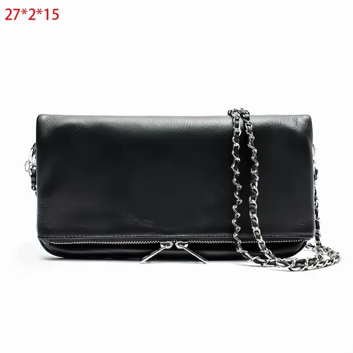 Sac à main à bandoulière à ailes pour femmes, sac enveloppe noir classique avec sangle de chaîne en