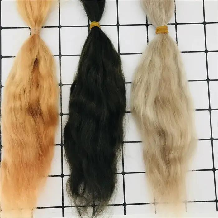 Poupée Reborn de qualité supérieure, Mohair pur, noir naturel/blanc, 11 couleurs, raciné à la main,