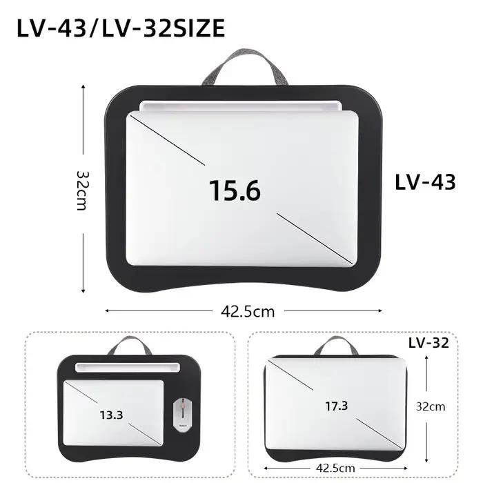MUMUCC Bureau d'ordinateur portable multifonctionnel avec coussin et rempli de particules de mousse,