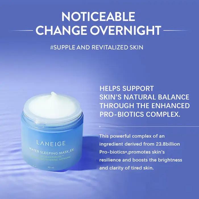 Masque de nuit hydratant LANEIGE 70ml, hydratation intense, soin de luxe, cosmétique coréen, K-Beaut