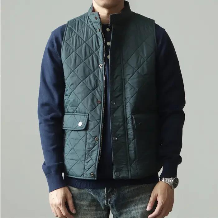 Réplique de gilet en coton matelassé pour hommes, rétro américain décontracté, couleur unie, col mon