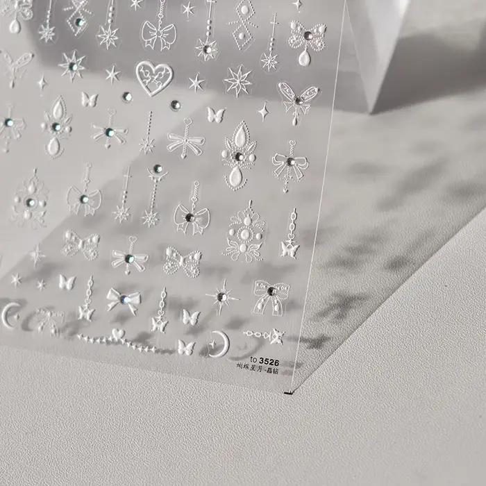 Autocollants pour ongles en cristal et diamant 5D, 1 pièce, stickers de décoration, laser, nœud papi