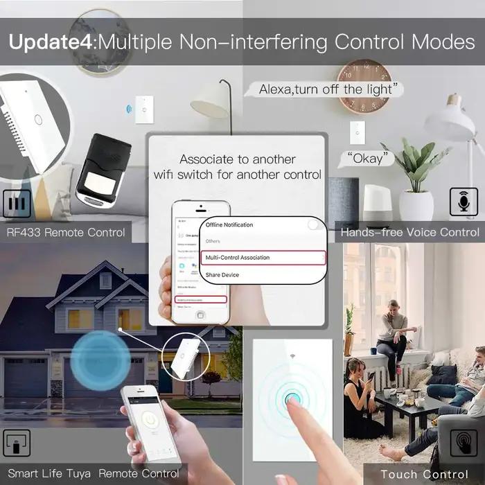 MOES-Commutateur de panneau en verre intelligent, Smart Life, Tuya App, Multi Control Association, C
