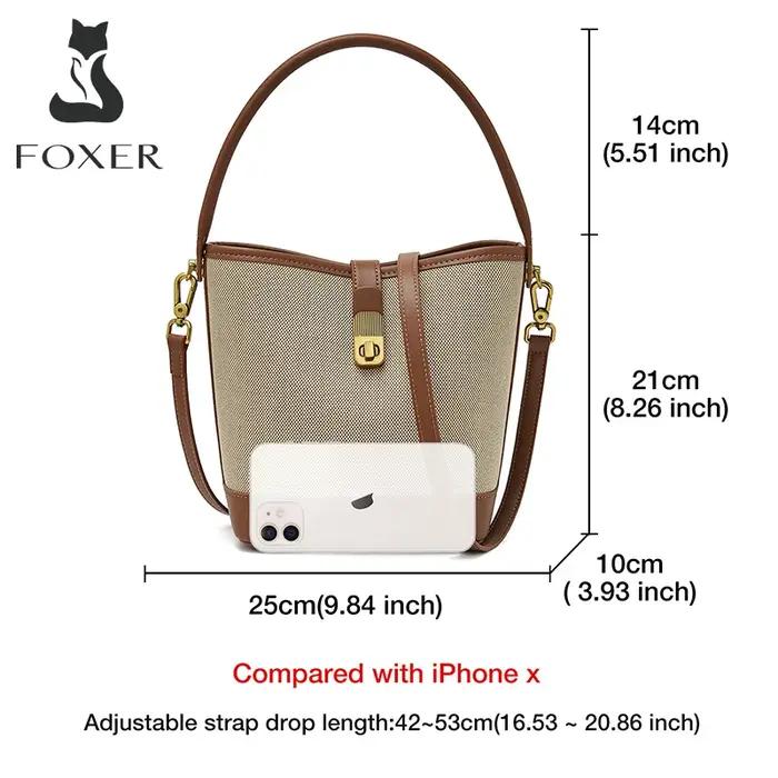FOXER 2026 Nouveau Sac à Main Femme en Cuir PVC, Sac Seau Élégant, Sac à Bandoulière Tendance, Luxe