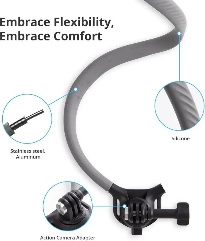 IcalYTECH-Caplock Neck Hold Mount, Chest Mount pour GoPro 12, 11/10, Insta360, DJI Osmo Action, Sili