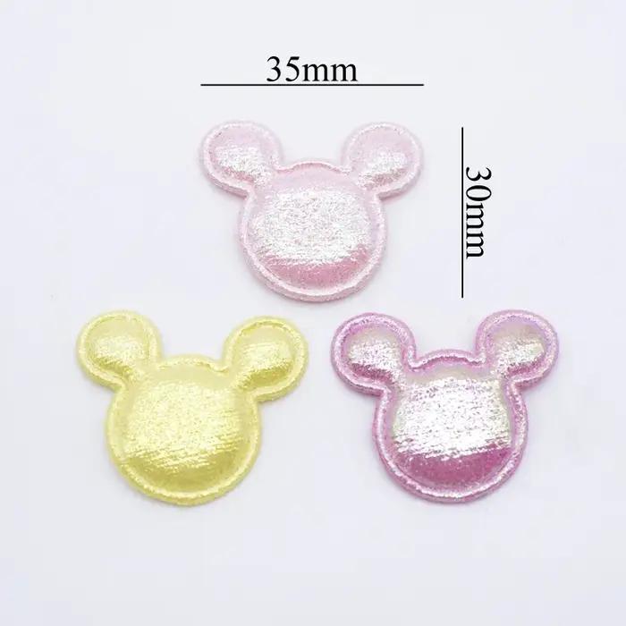 Tête de souris brillante, 50 pièces, 35x30mm, pour vêtements, chapeau, fournitures de couture, patch