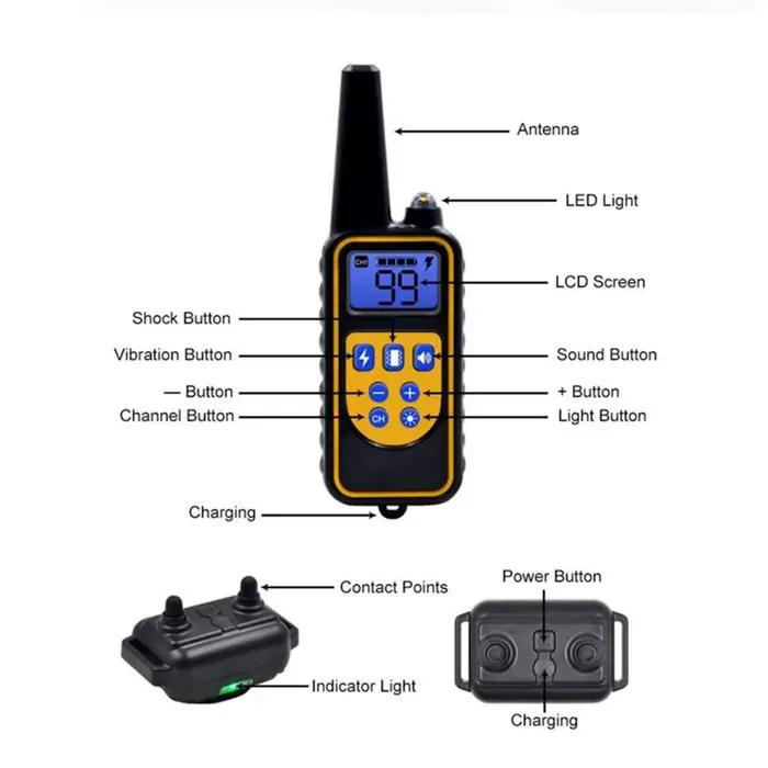 Collier Électrique Anti-Aboiement pour Chien, Étanche, avec Télécommande, Rechargeable, Dispositif d