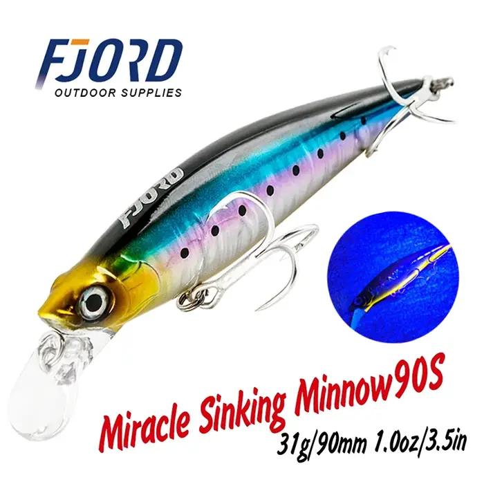 FJORD 90mm 31g Laser Miracle coulant vairon noir dur Triple crochet eau de mer eau salée SwimBait ar
