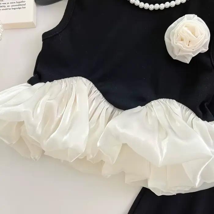 Costume d'été pour filles, couleur assortie, gilet sans manches + pantalon inférieur, ensemble deux