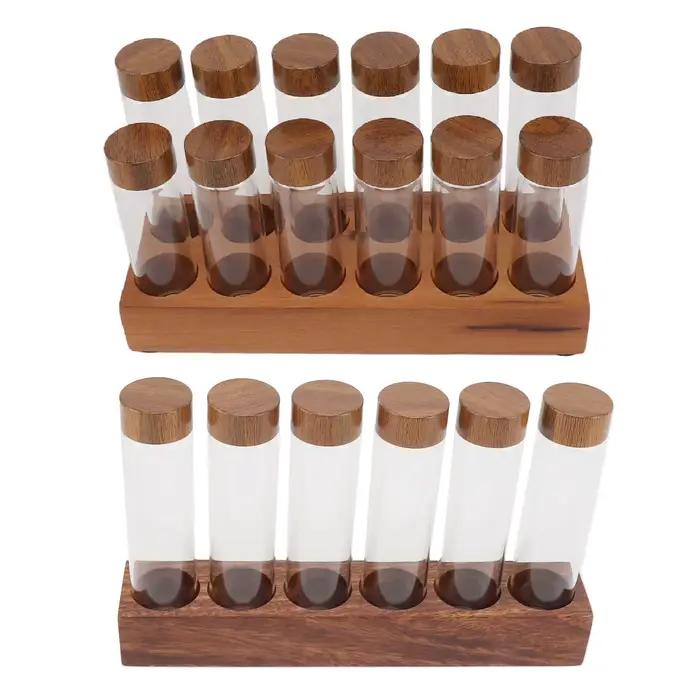 Tubes de stockage de grains de café en verre transparent avec couvercle, bocal de stockage de grains