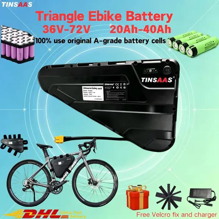Batterie Triangulaire Vélo Électrique 21700 Cellules 21700 Tensions 36V 48V 52V 60V 72V Longue Distance Moteurs 250W 3000W
