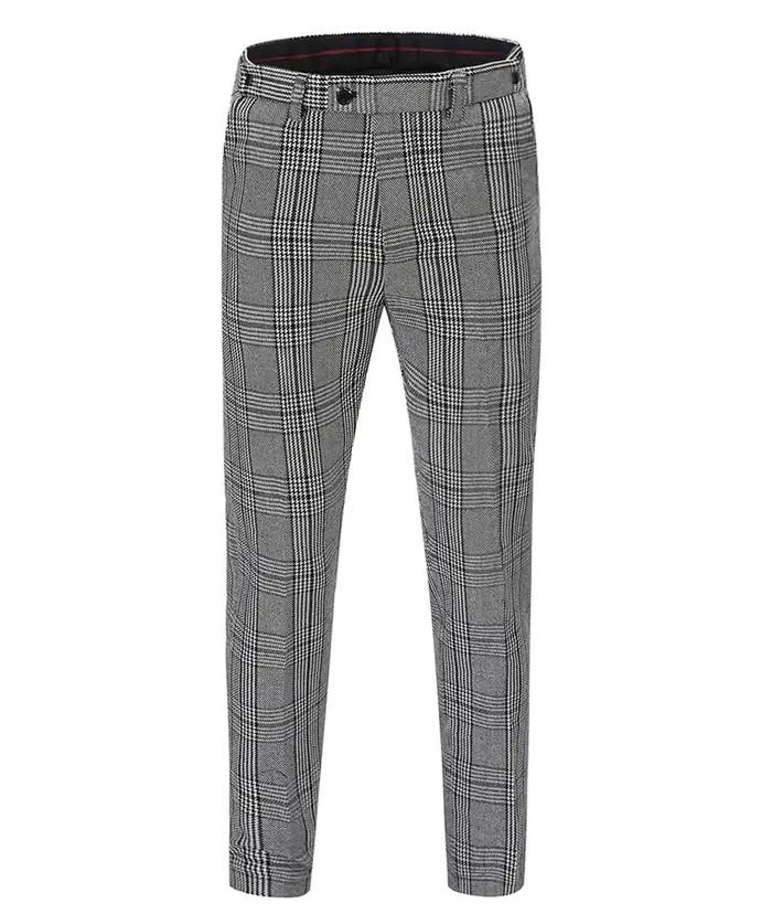 Costume formel 3 pièces pour hommes, coupe cintrée, châle à revers, Plaid en laine douce, Tuxedos gr
