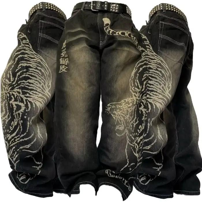 Jean Baggy pour hommes, nouveau modèle surdimensionné imprimé, Y2K Street Vintage Rock décontracté,